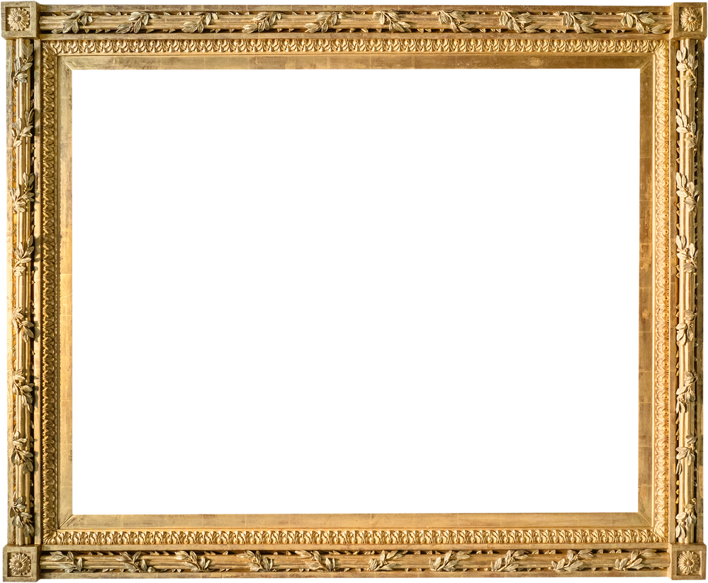 Old Carved Wooden Frame on White Background 